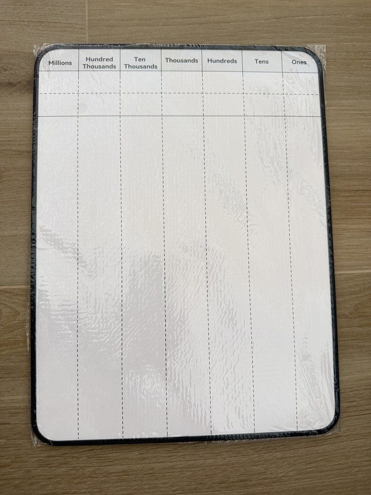 Division Dry Erase Card Chart12" x 9" Multiplication Math Educational Tool