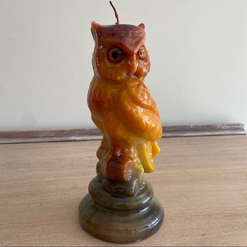 Vintage Owl on Perch Wax Candle