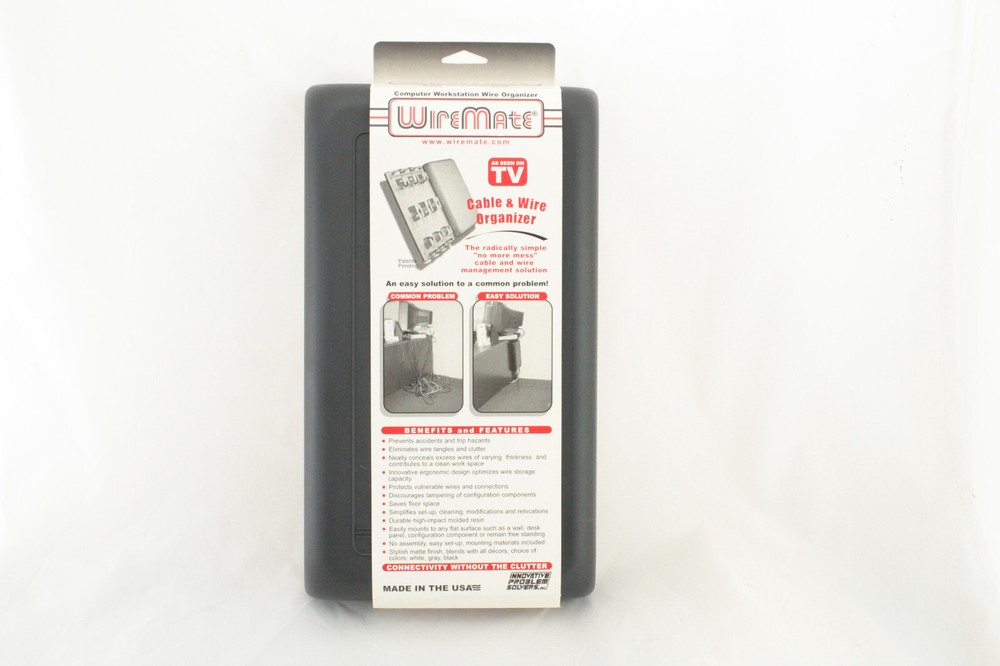 Wiremate Cable & Wire Organizer (desk-back mount cable management) in black