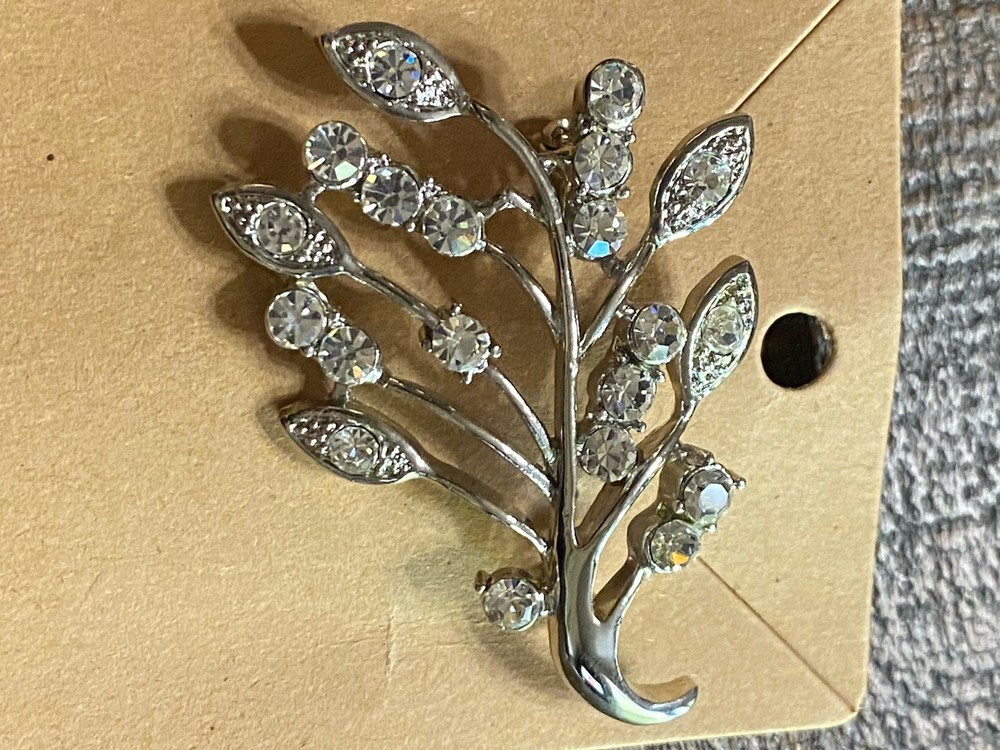 Sparkling Rhinestone Silvertone Brooch Pin