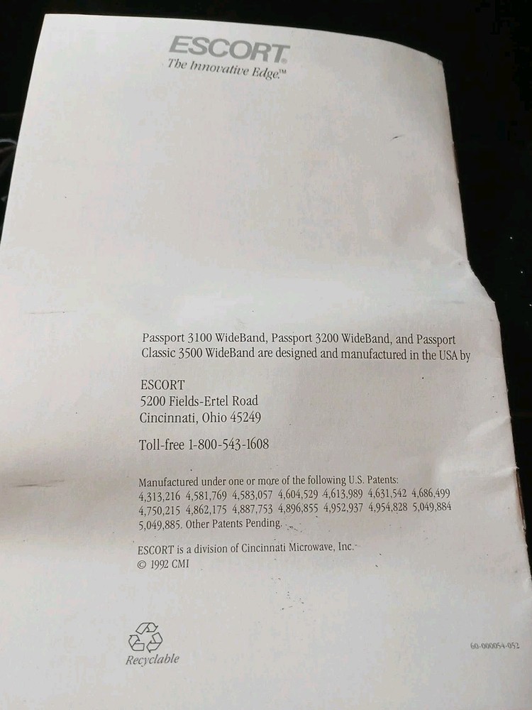 Vintage Escort Radar Detector Untested As Is