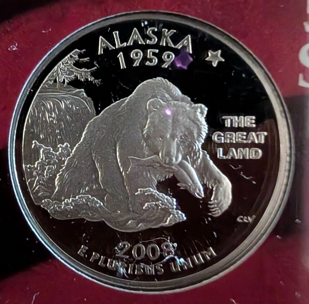 2002-2008 US Mint Silver S Proof State Quarters Sets in Cherry Wood Display Case