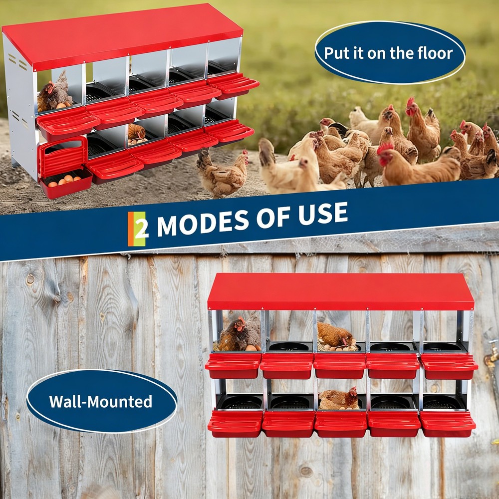 Chicken Nesting Boxes 10 Compartment Metal Chicken Nesting Box Roll Away Design