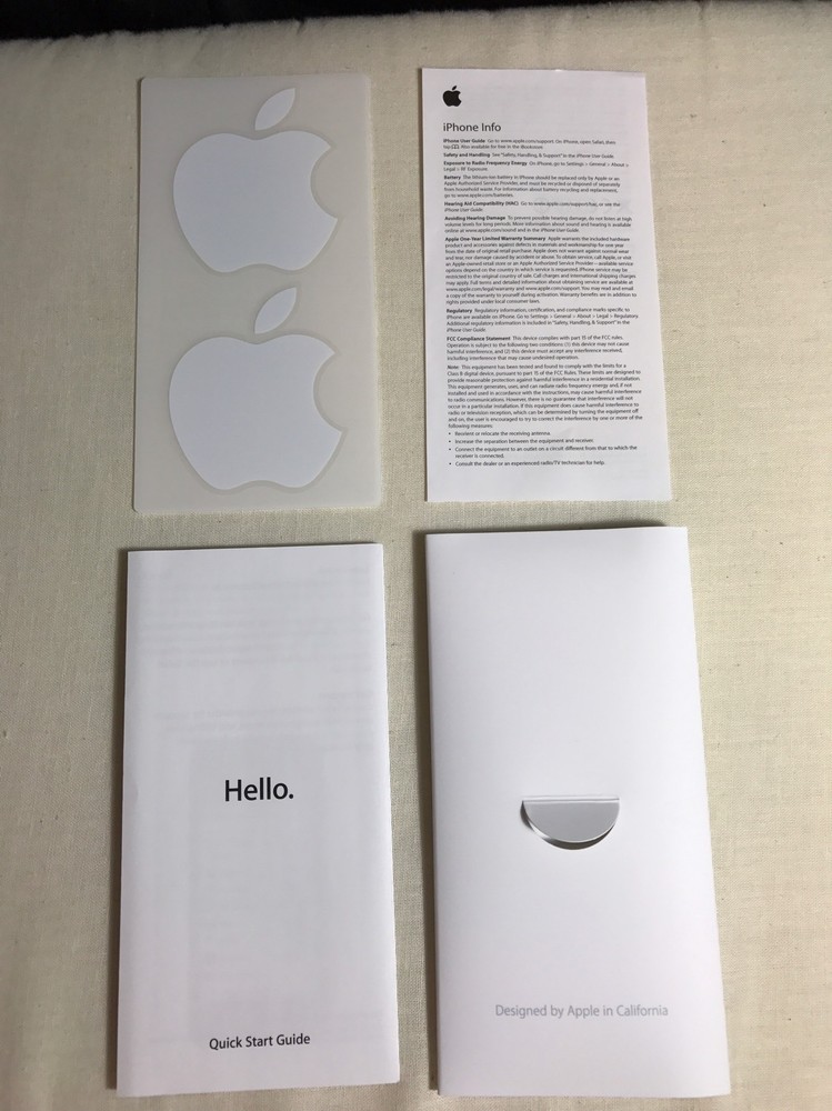 Apple iPhone 5 32 GB Empty Box Quick Start Guide Info Guide Stickers Tray Insert