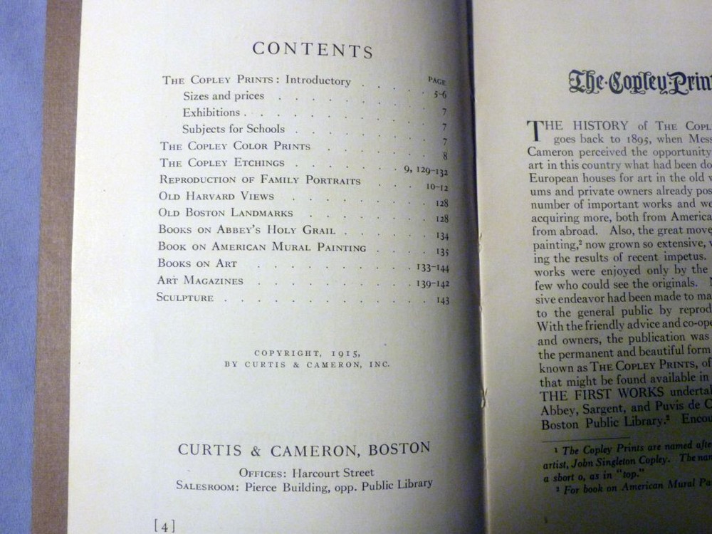 Copley Prints, Color Prints & Etchings Catalog 1915 paperback