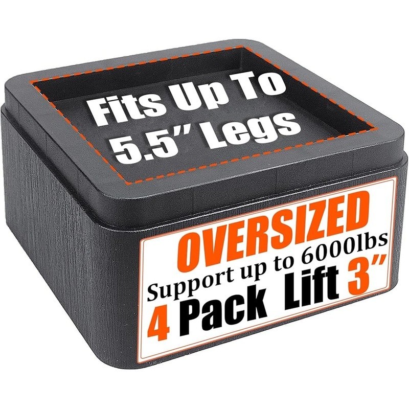 Heavy Duty Bed Risers Stackable Furniture Elevation Storage & Easy Cleaning New