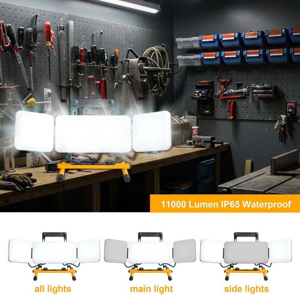 LED Work Lights with Stand, 11000 Lumen Foldable Work Light IP65 Waterproof O...