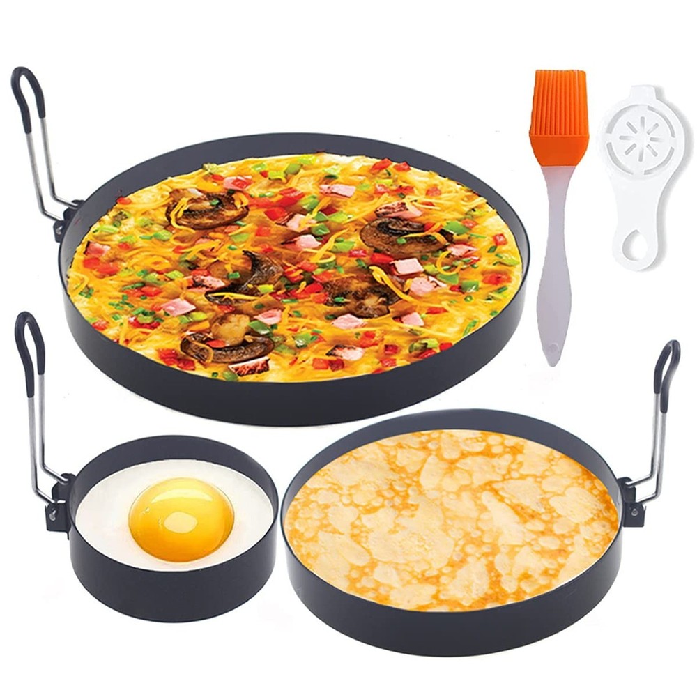 8" Omelette Ring,6" Pancake Ring,4" Griddle Egg Ring,Non-stick Stainless Stee...