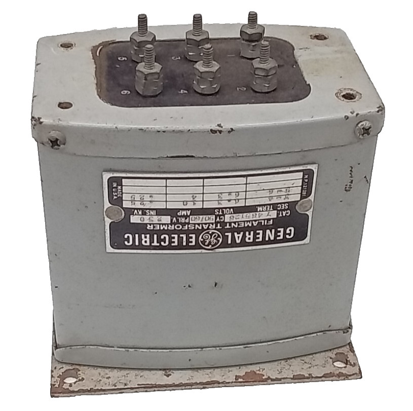 Vintage GE Filament Transformer  230V @ 2 X 6.3V @   11.0 A - 4.0 A