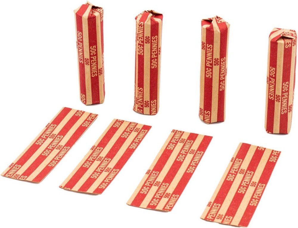 100 Flat Penny Coin Wrappers - Color-Coded for Easy Organization