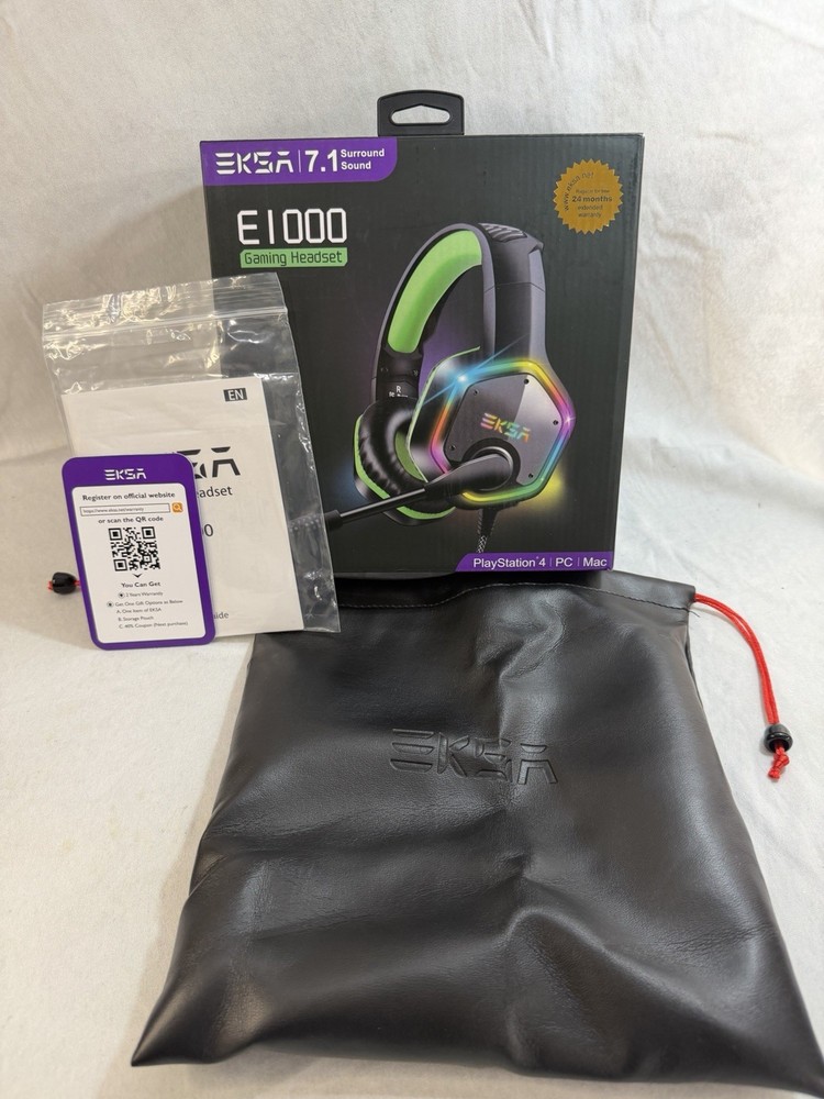Eksa E1000 USB Gaming Headset PS4 Mac PC W/leather Carry Pouch