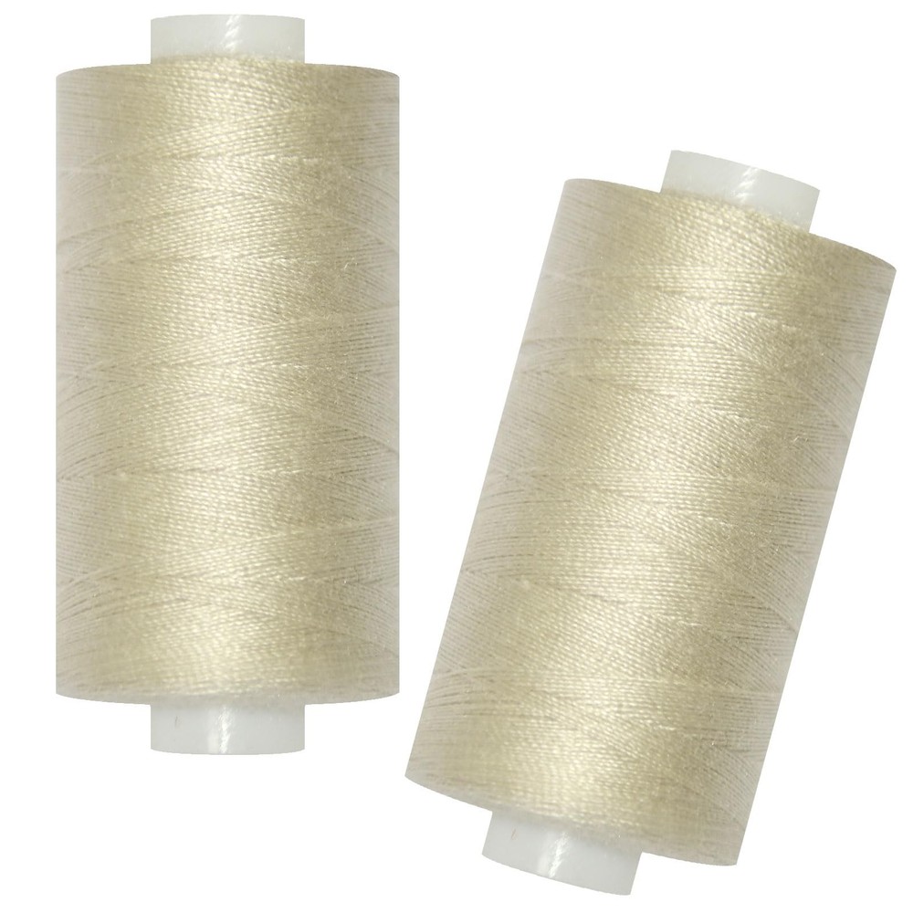 2 Spools All Purpose Sewing Thread Hand Polyester Machine Light Beige Supplies