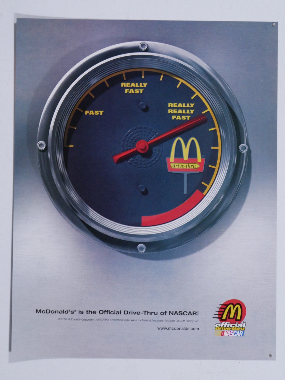 2002 NASCAR McDonalds Speedometer Vintage Original Print Ad