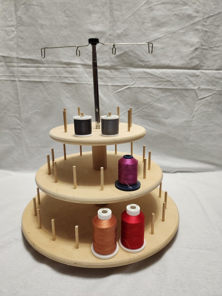 E-Z THREAD CAROUSEL 3 Tier Sewing 42 Spools + Adjustable Thread Holder
