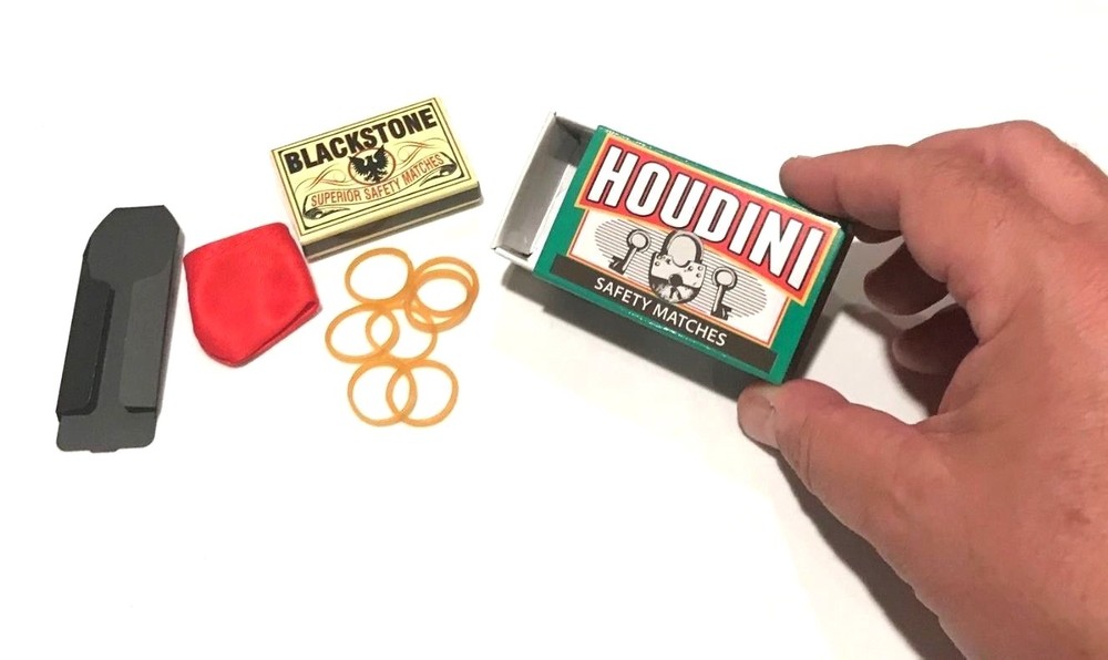 HOUDINI MATCH BOX MAGIC TRICK Appearing Coin In Boxes & Bag Pocket Beginner Set