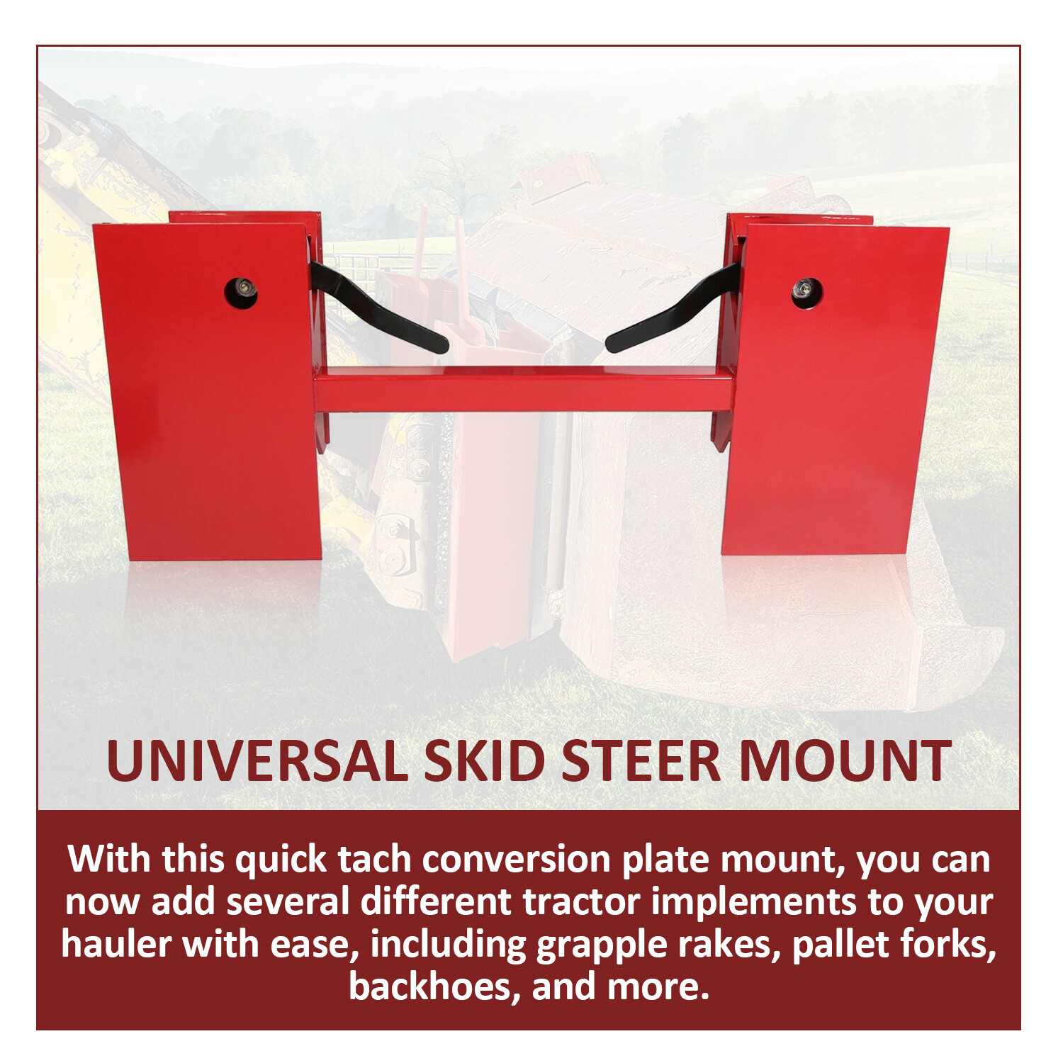 4000LBS Skid Steer Quick Tach Conversion Adapter Plate Attachment For Bobtach