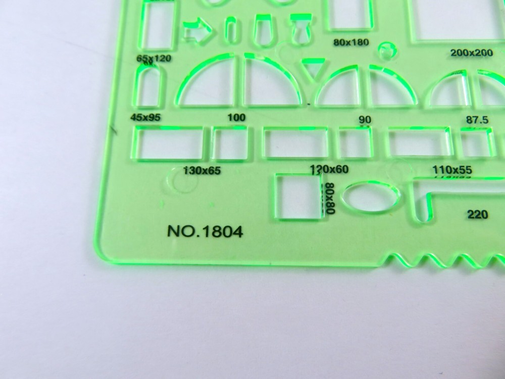 Geometric Drafting Stencils Drawing Templates 6 Piece Set Transparent Green