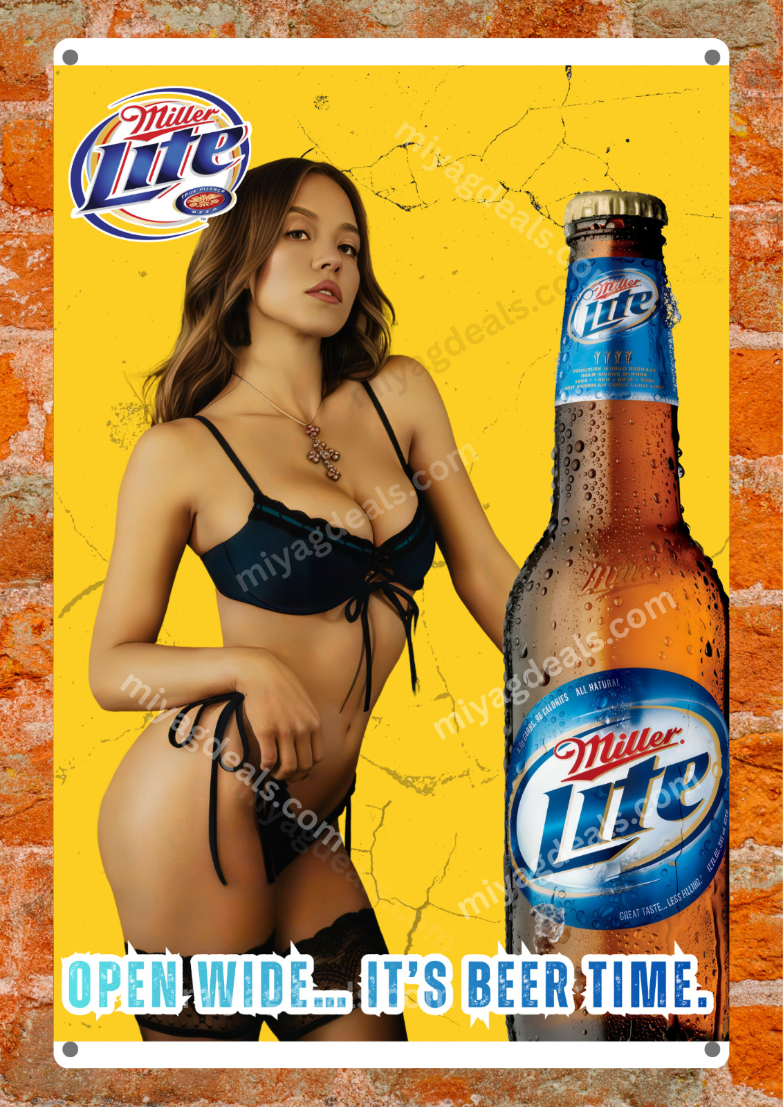 Rolling Rock Beer Sexy Girl Metal Sign Pin-Up Bar Pub Wall Decor Read Des