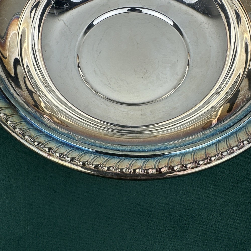 F B Rogers Beaded Edge Silver Plated Candy Dish/bowl