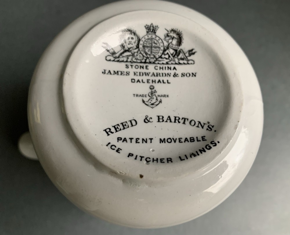 Ceramic INSERT For Reed & Barton Victorian Silver Ice Water Pitcher,Circa 1880s.