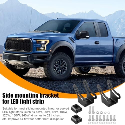 2PCS Car LED Light Bar Slide Mounting Brackets Kit, Adjustable Bottom Style2
