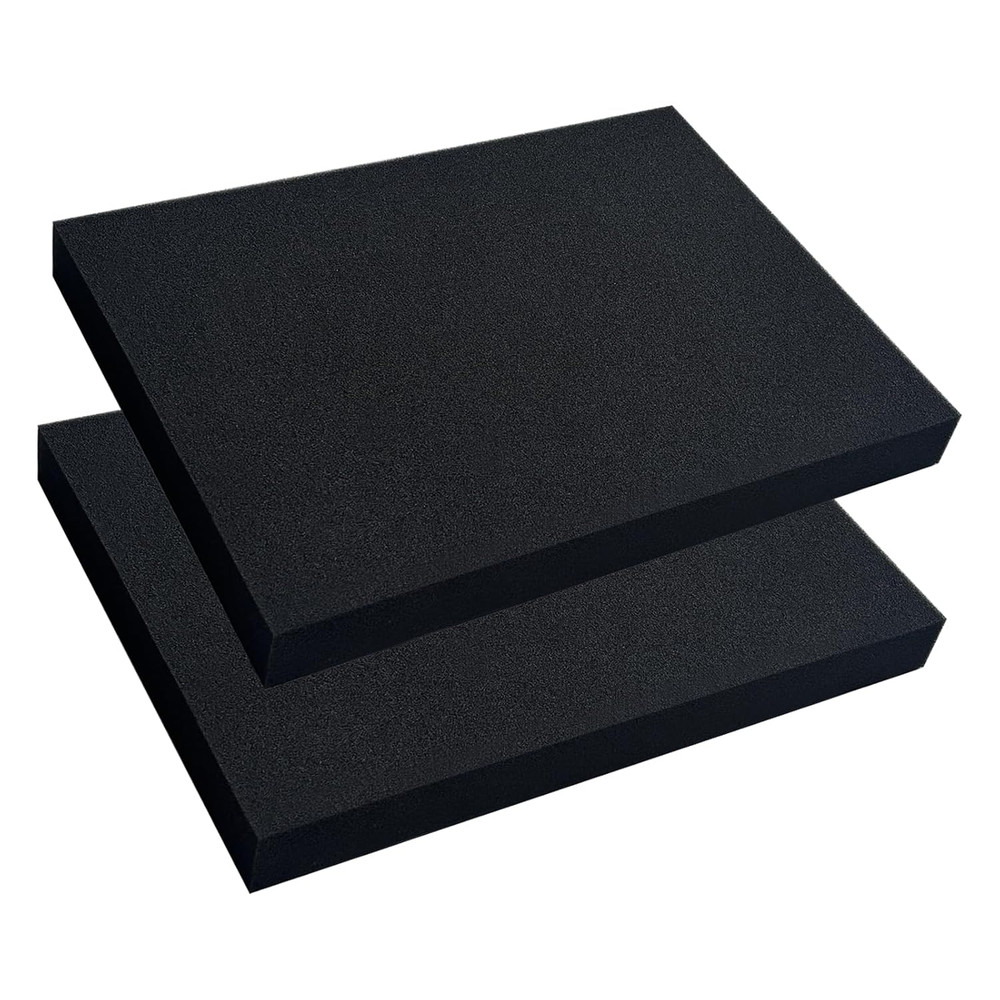 2 PCS Polyurethane Foam Sheets 16 X 12 X 1.5 Inch, Foam Inserts for Cases,Black