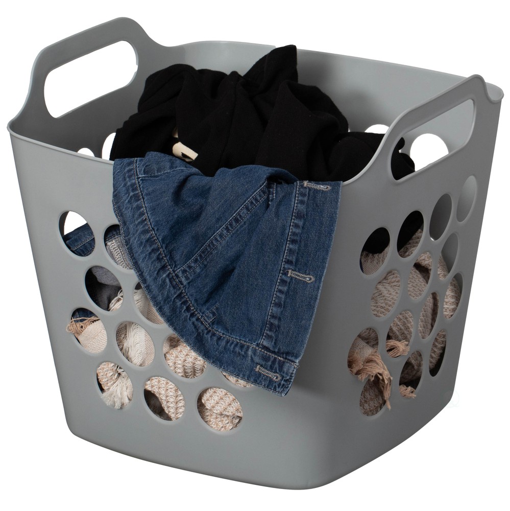 New Flexible Plastic Carry Laundry Basket Storage Hamper with Side Handle