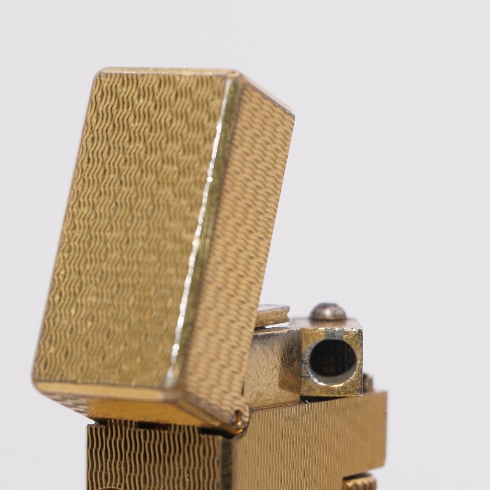 Dunhill Lighter Gold plate Basket Check Pattern_Ultrasonically cleaned_Working
