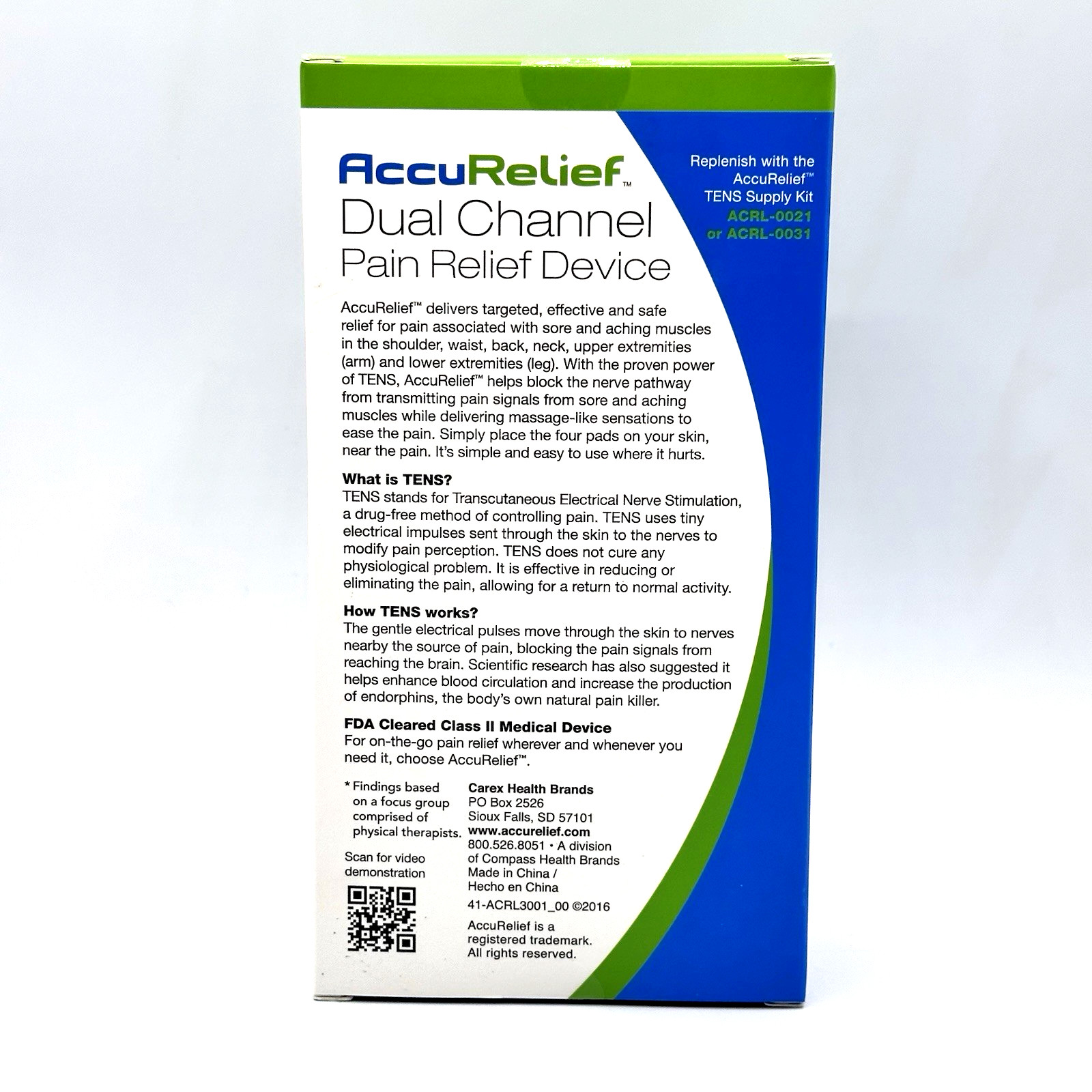 AccuRelief TENS Unit Pain Relief System - Dual Channel - New & Sealed