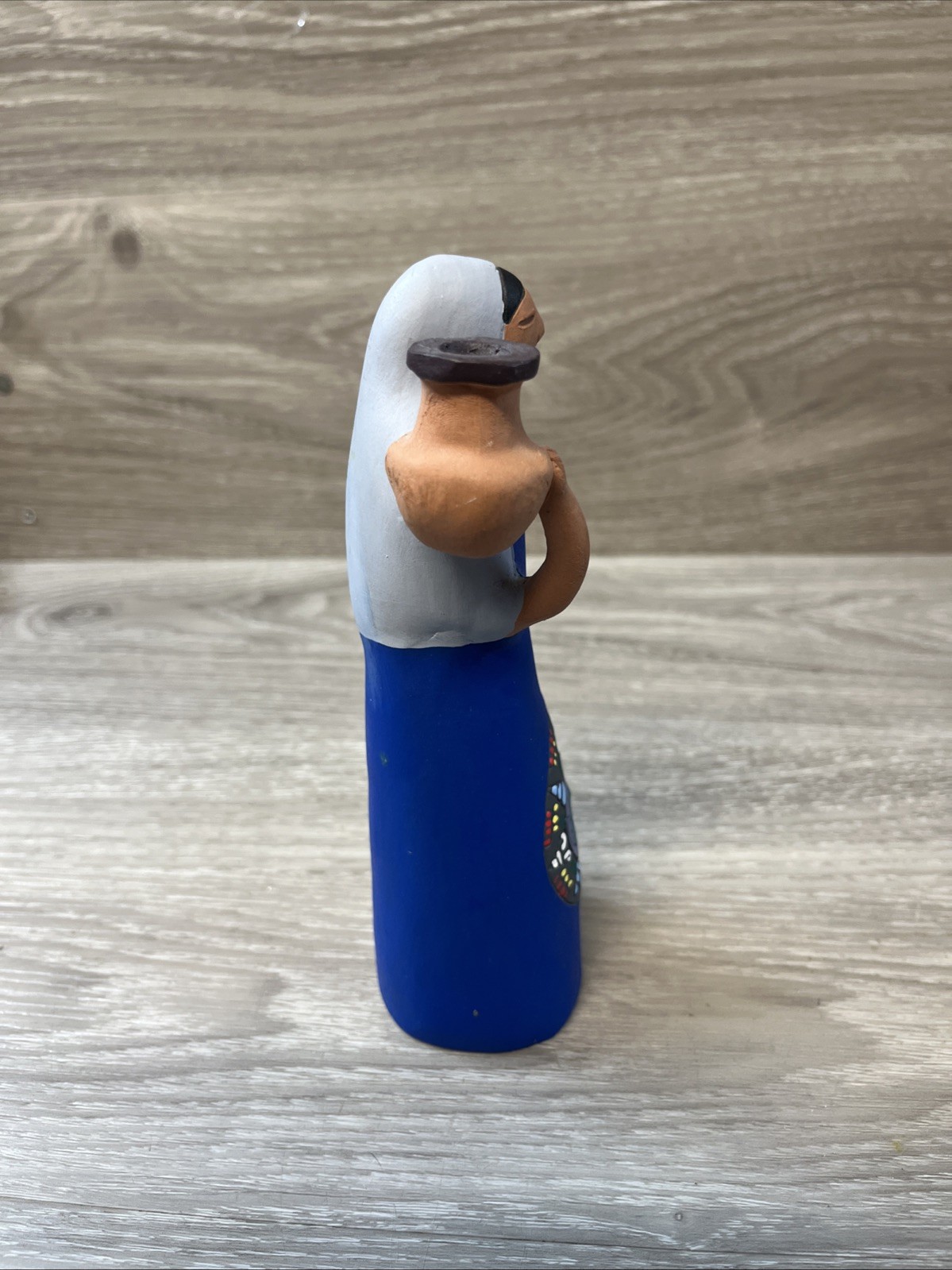 Myan/Mexican terracotta clay sculpture 7” Tall Women