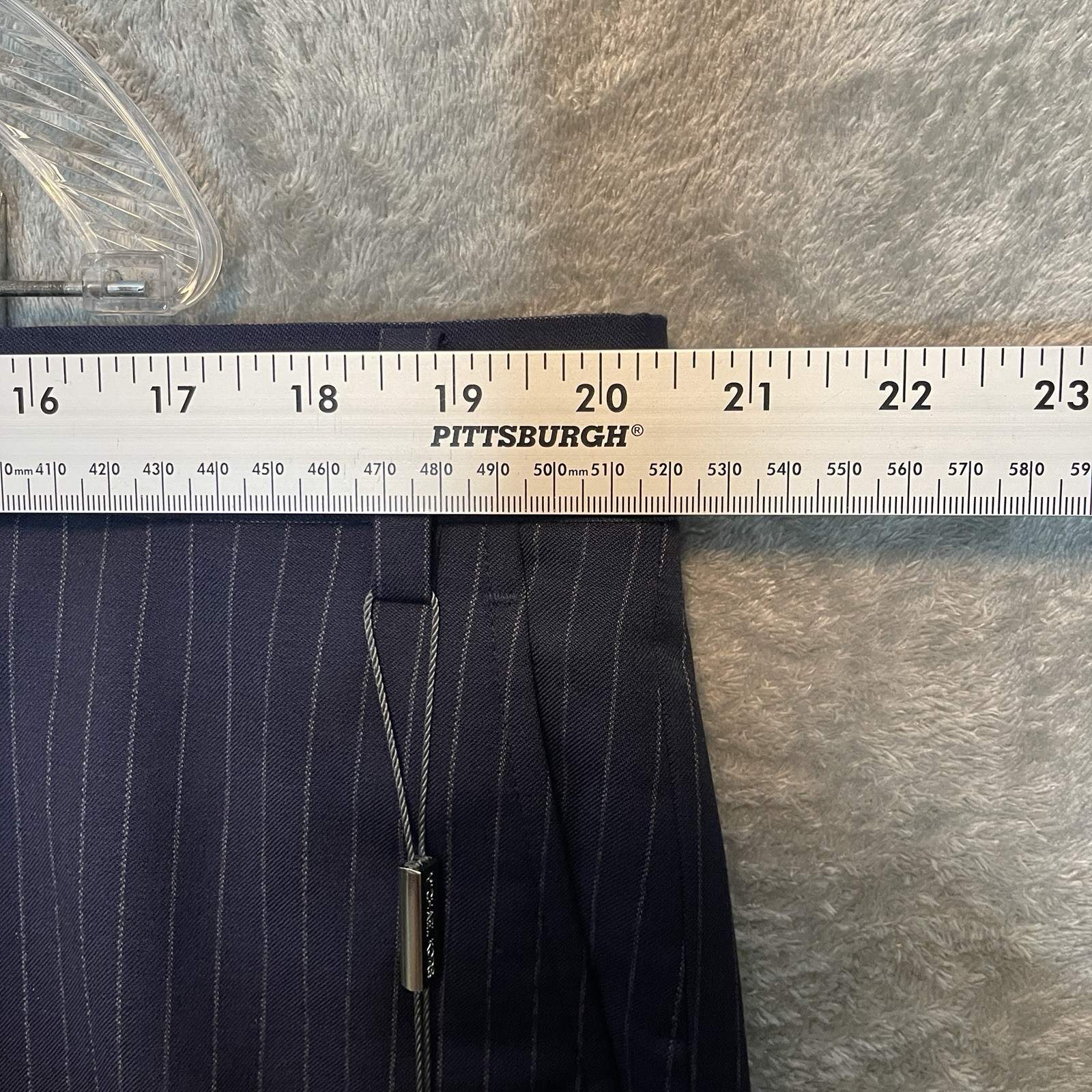 Michael Kors Malone Pinstripe Dress Pant Navy Blue Stretch Wool Blend Classic