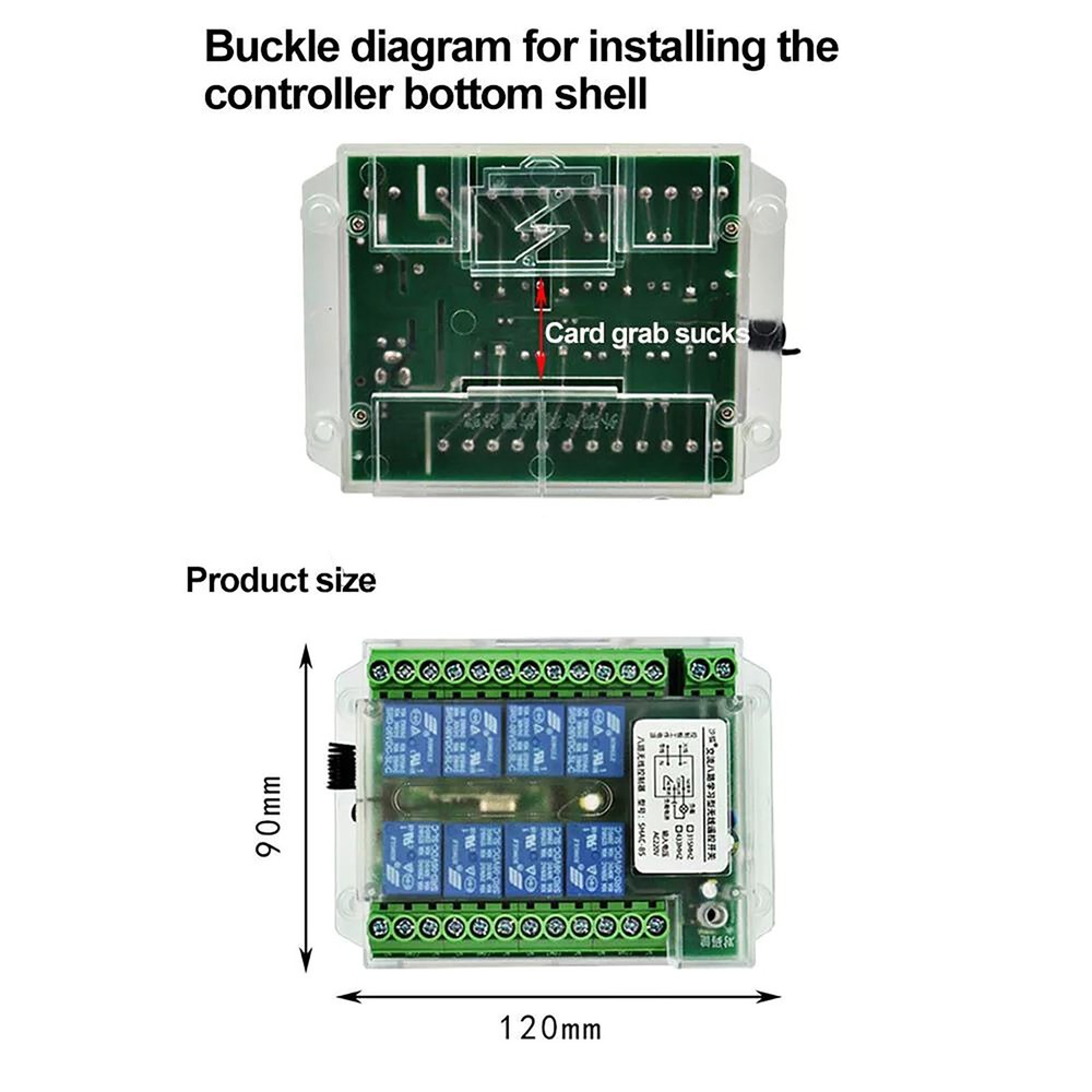 8 Channel Wireless RF433MHz Remote Control Switch Relay Module DC8-86V