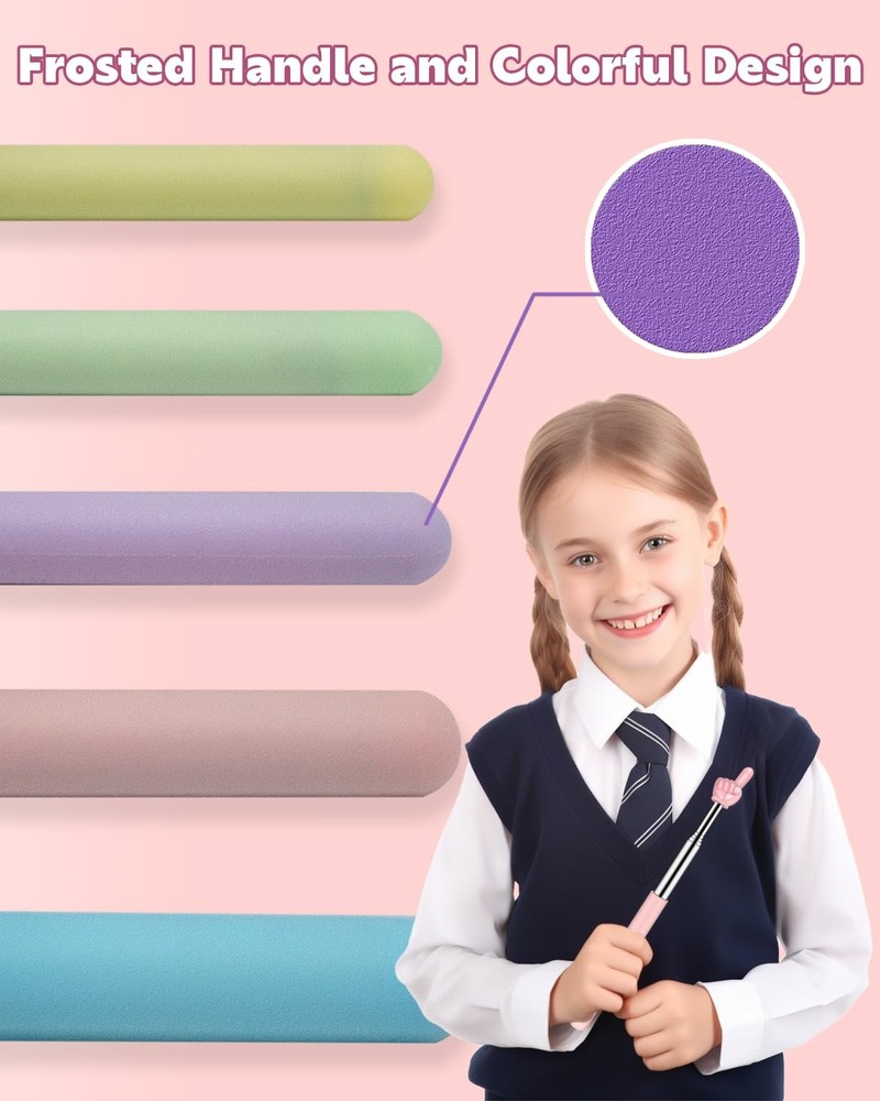 Retractable Teacher Pointer for Classroom Kids Reading, Dumero Pink