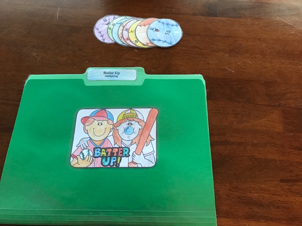 Batter Up! Multiplication 2nd  math arts file folder game