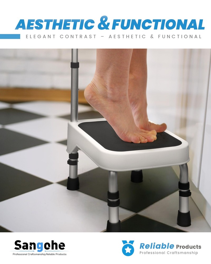 Step Stool with Handle for Elderly, Aluminum Step Stools for Adults, Step Sto...