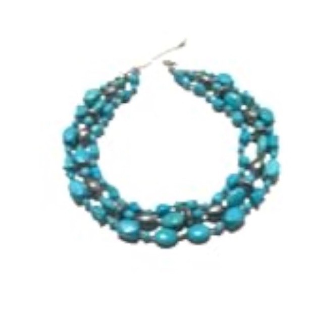 triple strand turquoise beaded collar necklace