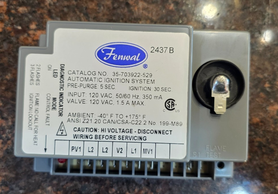 Fenwal 35-703922-529 Automatic Ignition Control Module Free Priority Shipping