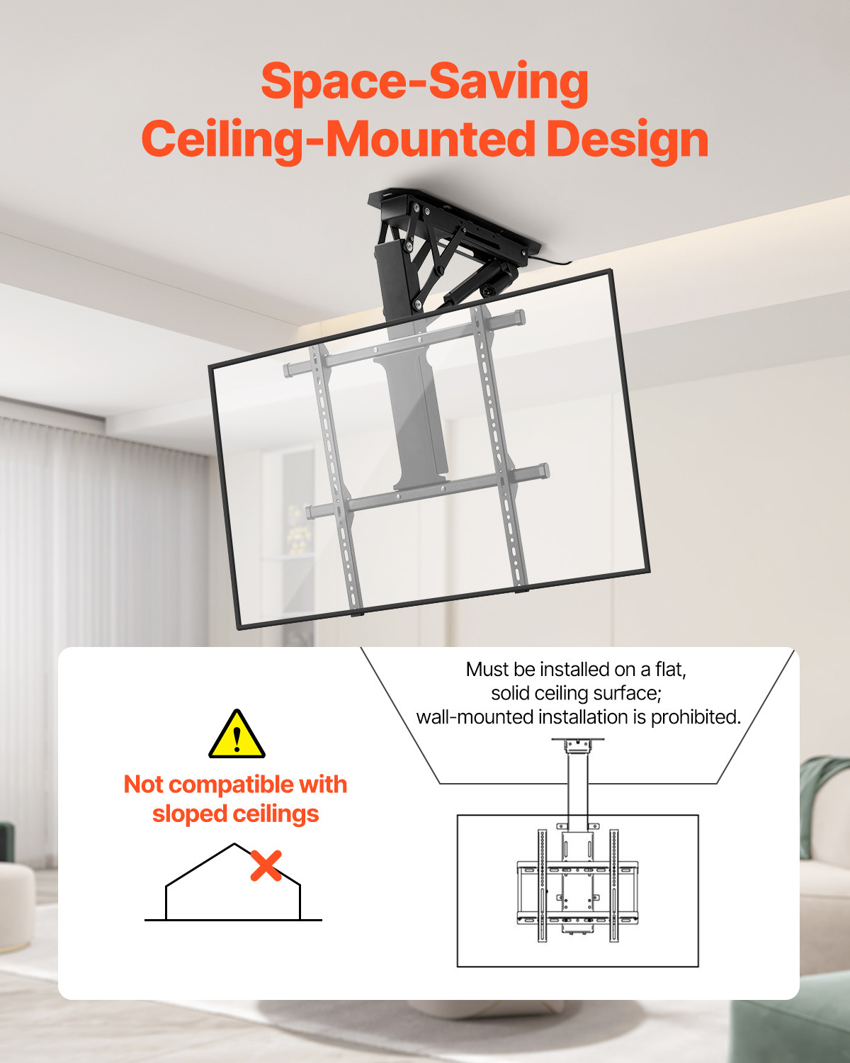 Motorized Ceiling TV Mount Electric Flip Down TV Mount for 32-65 in Screen