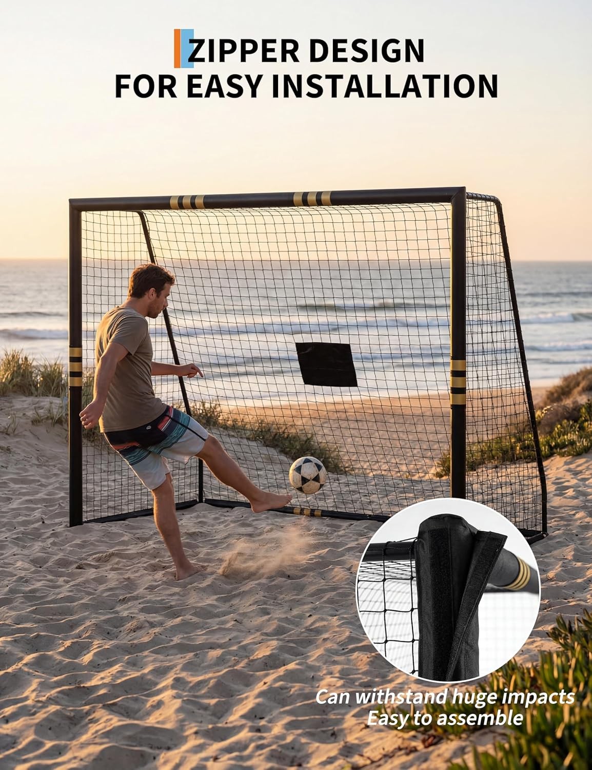 8x5.3Ft Backyard Soccer Goal W/ Metal Frame & Padded Posts Weather-Resistant Net