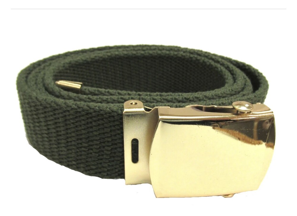 NEW ADJUSTABLE 56;' ASSORTED CANVAS MILITARY WEB GOLD BUCKLE