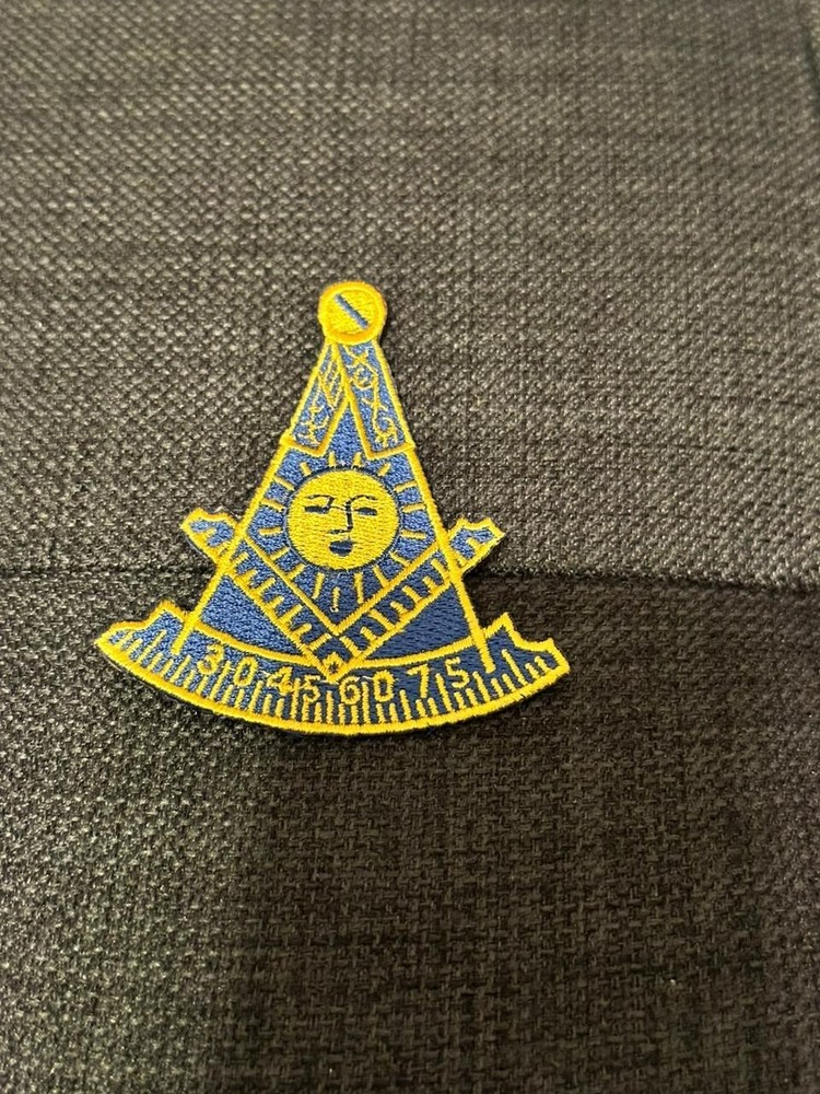 Masonic Past Master 4 inches Patch Iron on back, Blue & Gold Square & compass