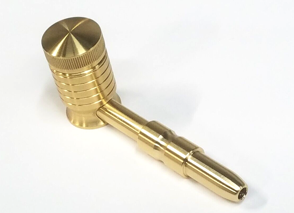 LARGE Smoking Pipe **Solid Brass Bowl** Solid Brass Cap & Stem MADE IN USA !!!