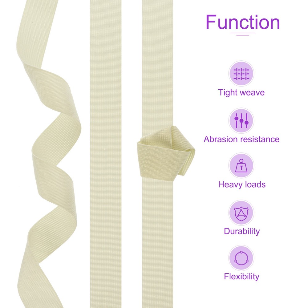 50 Yard x 1 1/2 Inch Width Nylon Webbing Strap Poly Flat Webbing Strapping Beige