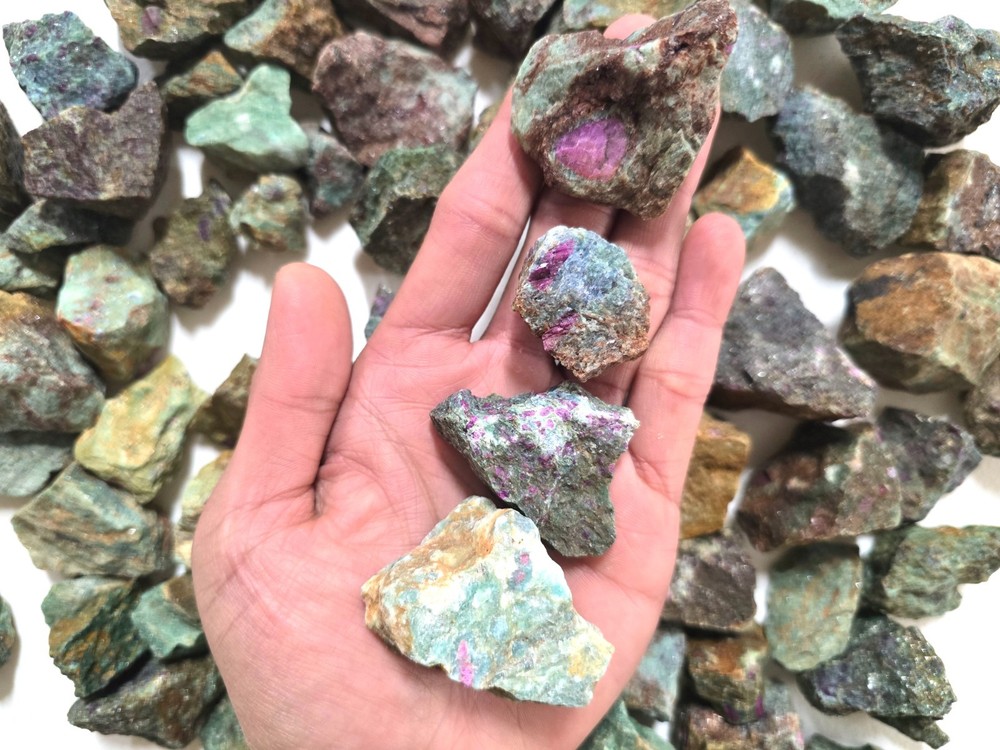 Ruby Zoisite Raw Rough Stones Crystals Bulk for Tumbling Crafting Décor Healing