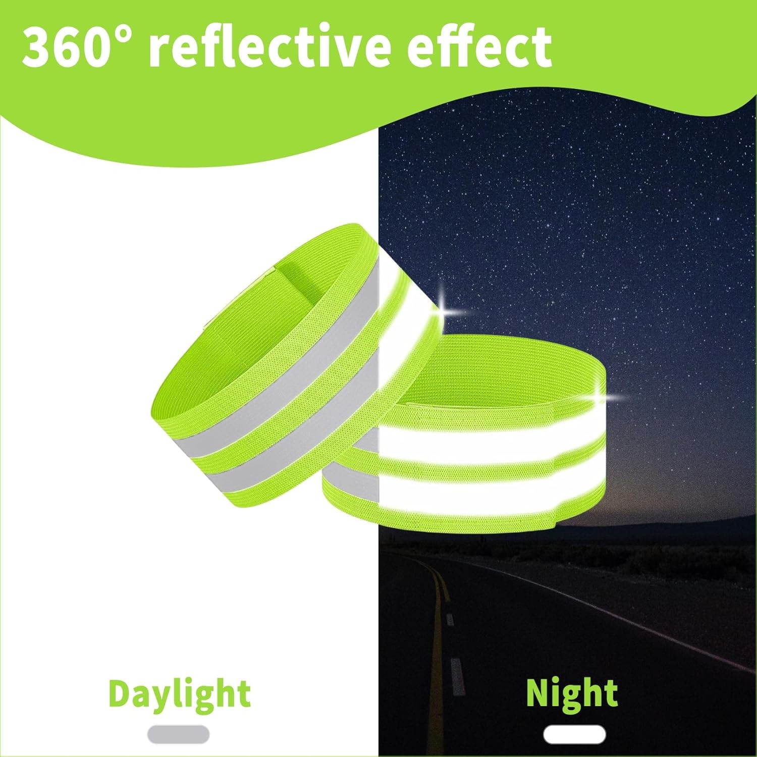 4 Pack of High Visibility Reflective Bands Wristbands for Cycling Running Arm...