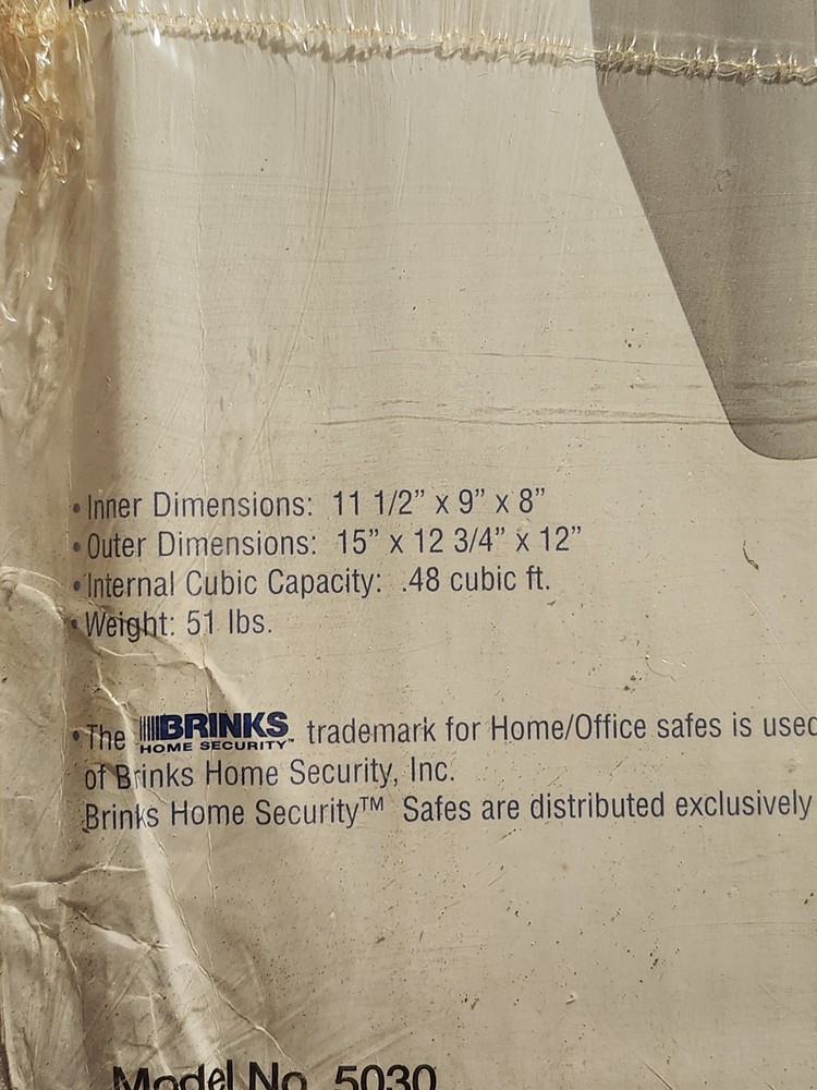 Brinks Home Security Locked Box Fire Safe Rated 1/2 Hour