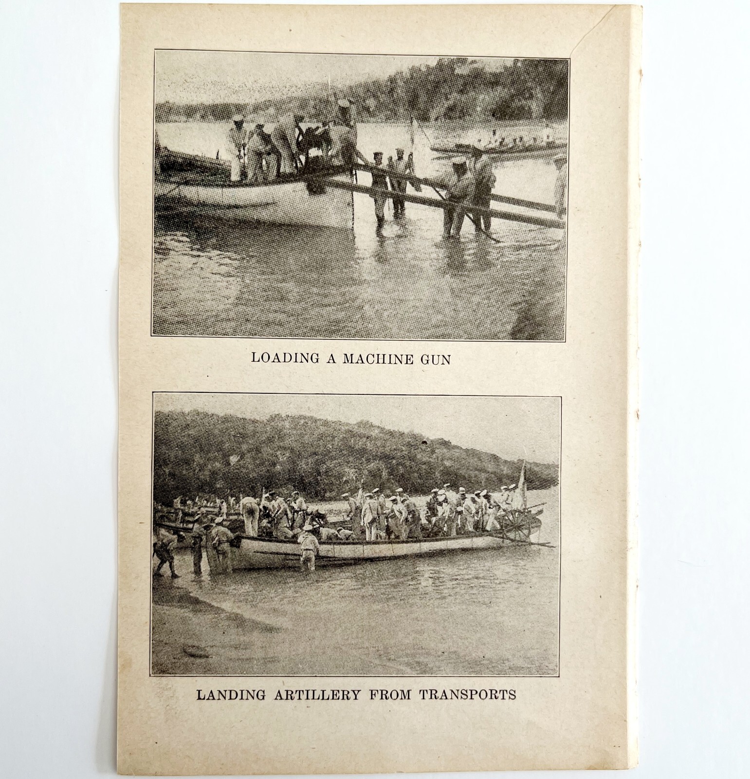 1914 WW1 Print Navy Loading Machine Gun Antique Military Period Collectible