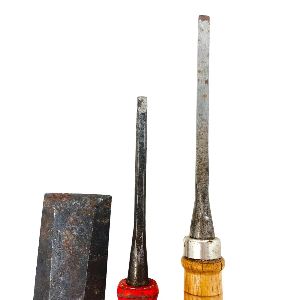 Vintage Stanley and Assorted Wood Chisel Set, Hand Tools, 3 Pcs