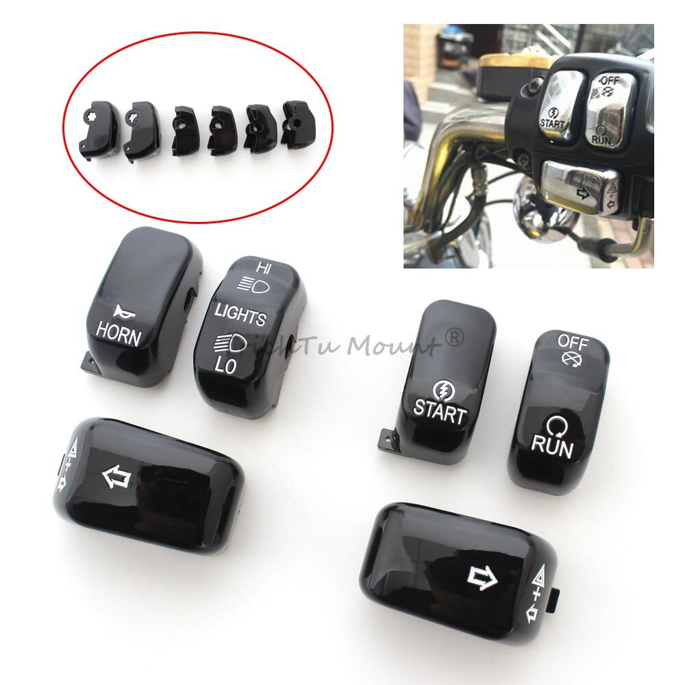 Hand Control Switch Cap 6x  Button Black For Harley Softail Sportster Road King