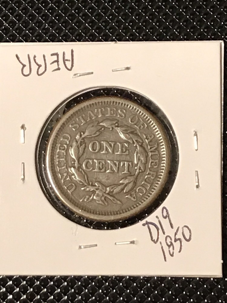 1850 Braided Hair Cent F+